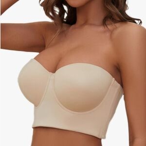 NWT Strapless Bra Longline Corset Bra Hide Back Fat with No-Slip Silicone